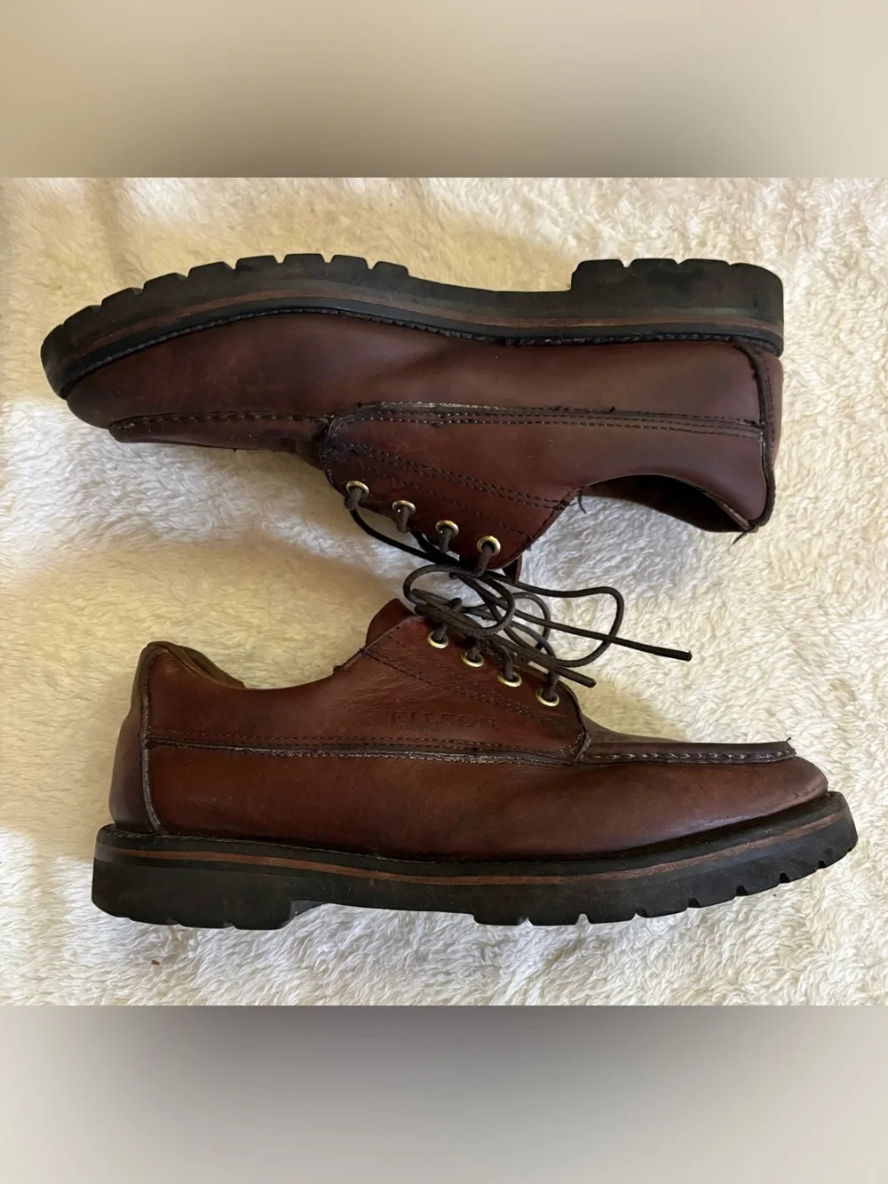 Men’s Filson Uplander Moc Toe Low Boots Brown Leather 9.5 D USA